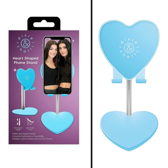 Dixie & Charlie Universal Heart Shaped Phone Holder (Blue) - Picture 1 of 5